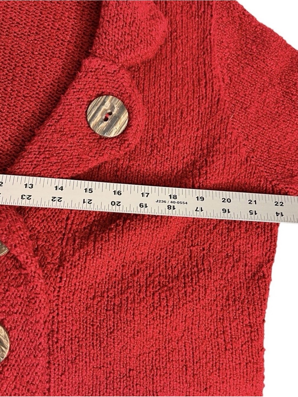Willow Red Cotton Knit Cardigan Sweater Wood Buttons Cottagecore L Made USA E-4 - Picture 5 of 8